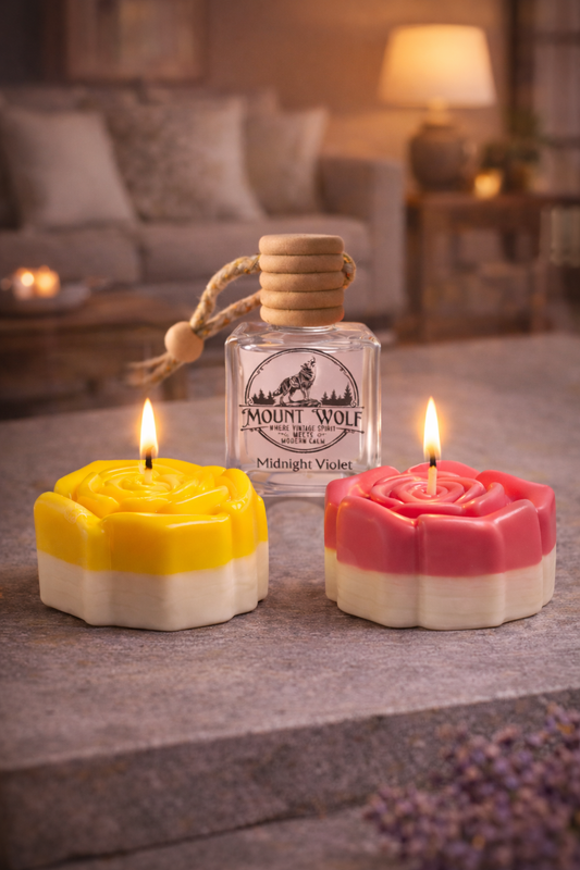 Petals & Peace Gift Set – Lavender Car Perfume & Vanilla Rose Candle Duo